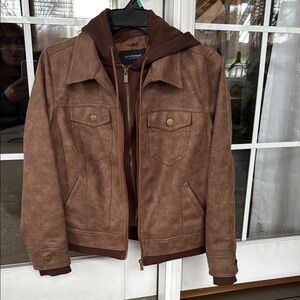 Liverpool Zip Up Trucker Jacket w Removable Hood - Small -Like New